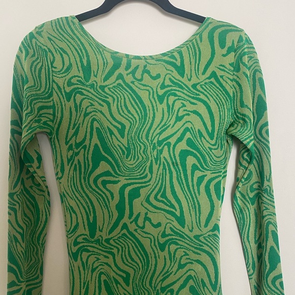 Paloma wool slinky green psych swirl marble low back dress - Picture 6 of 6